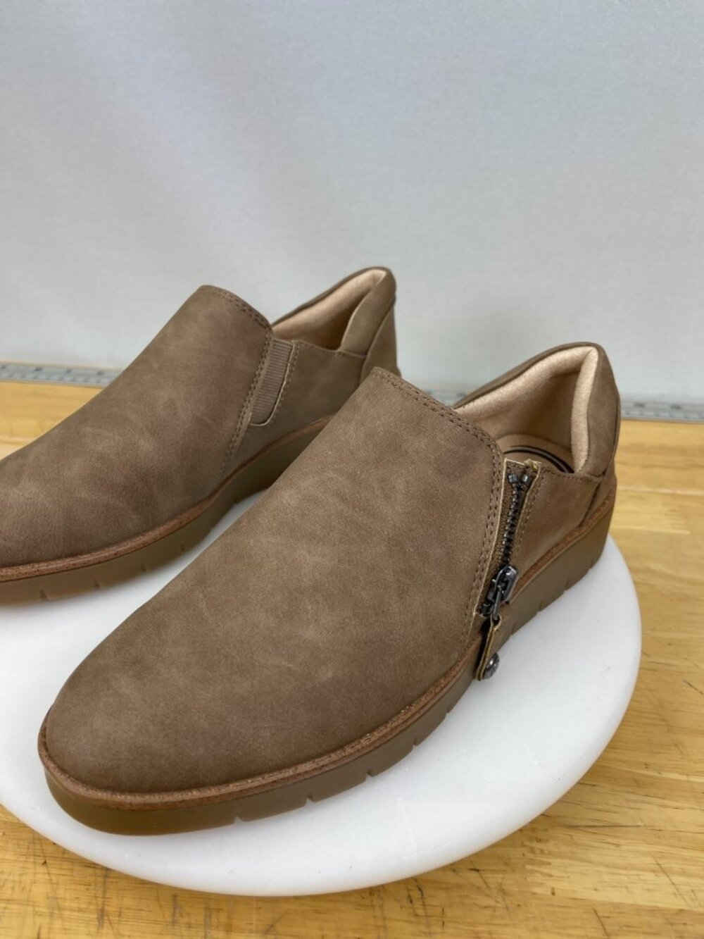 LifeStride Soft System Loafers 6.5M Brown Comfort Slip On Shoes Zip